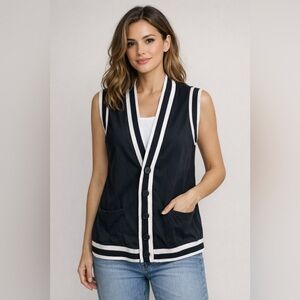 Heritage 1981 Black and White Knit Cardigan %100 Cotton